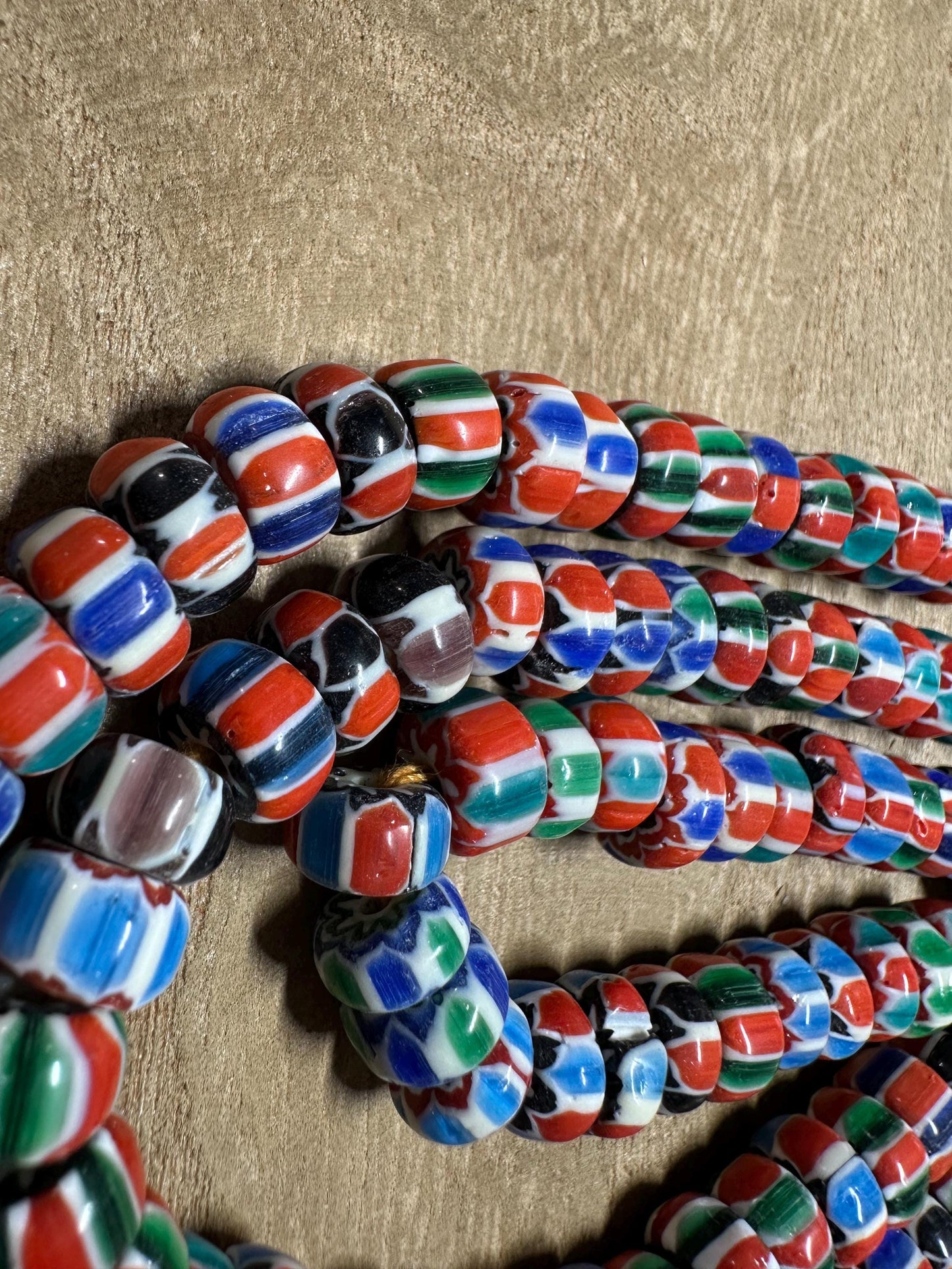 Nepal Handmade Chevron Glass Beads Strand  Multicolor Striped Ethnic Beads  Tribal Style Jewelry Supply