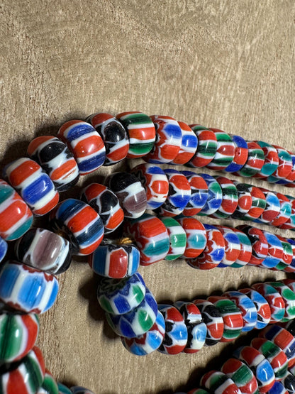Nepal Handmade Chevron Glass Beads Strand  Multicolor Striped Ethnic Beads  Tribal Style Jewelry Supply