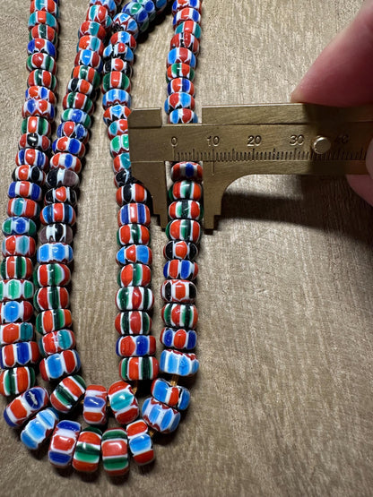 Nepal Handmade Chevron Glass Beads Strand  Multicolor Striped Ethnic Beads  Tribal Style Jewelry Supply