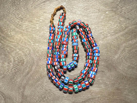 Nepal Handmade Chevron Glass Beads Strand  Multicolor Striped Ethnic Beads  Tribal Style Jewelry Supply
