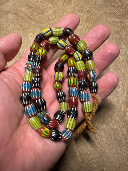 Handmade Nepal Chevron Glass Beads: Colorful Tribal Jewelry Supplies