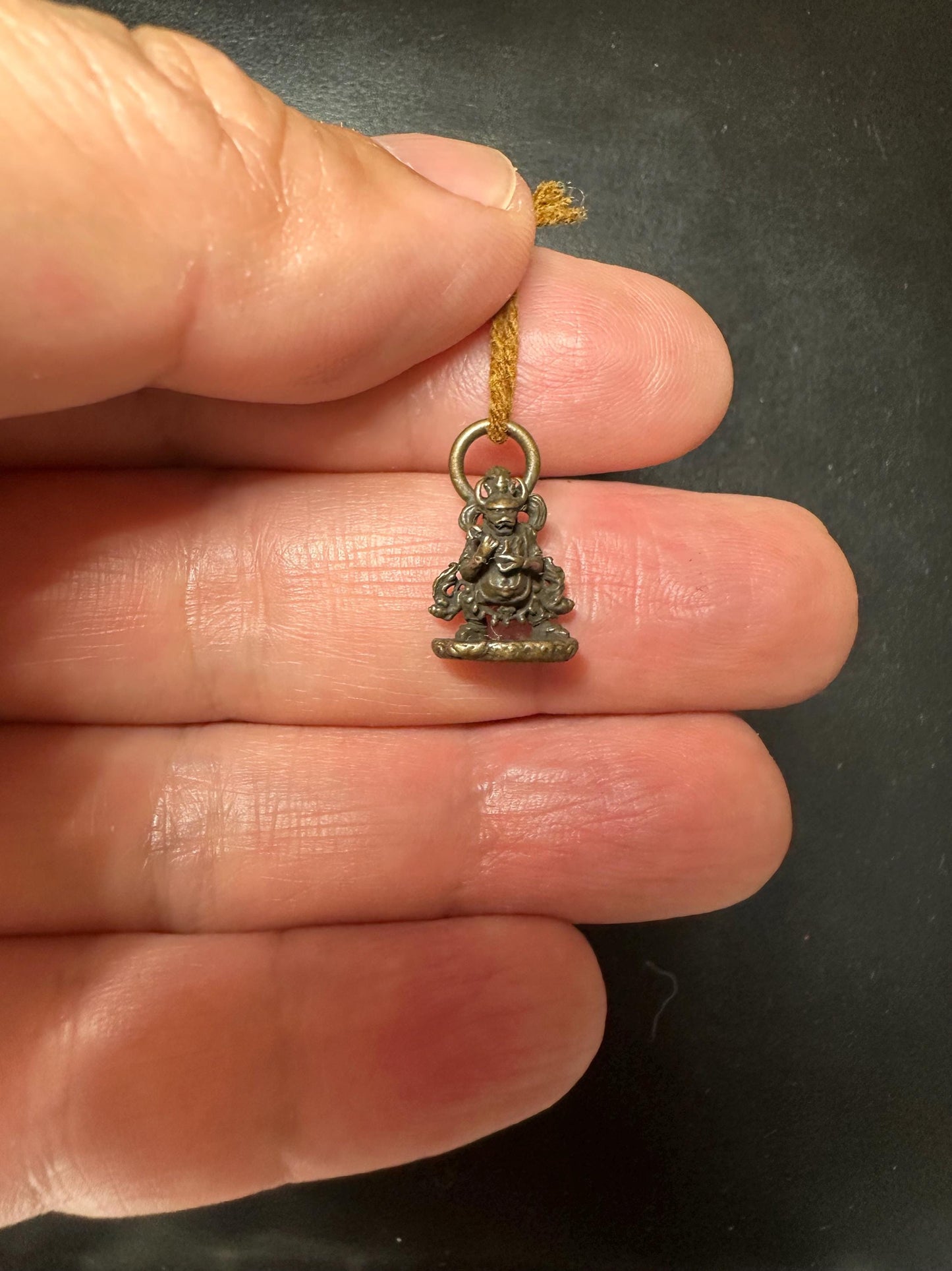 Handmade Bronze Protector Deity Amulet: Tibetan Mala Charm