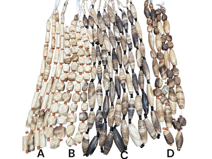 Handcut Vivid Striped Brown Calcite Beads | Square Beads with Spacers