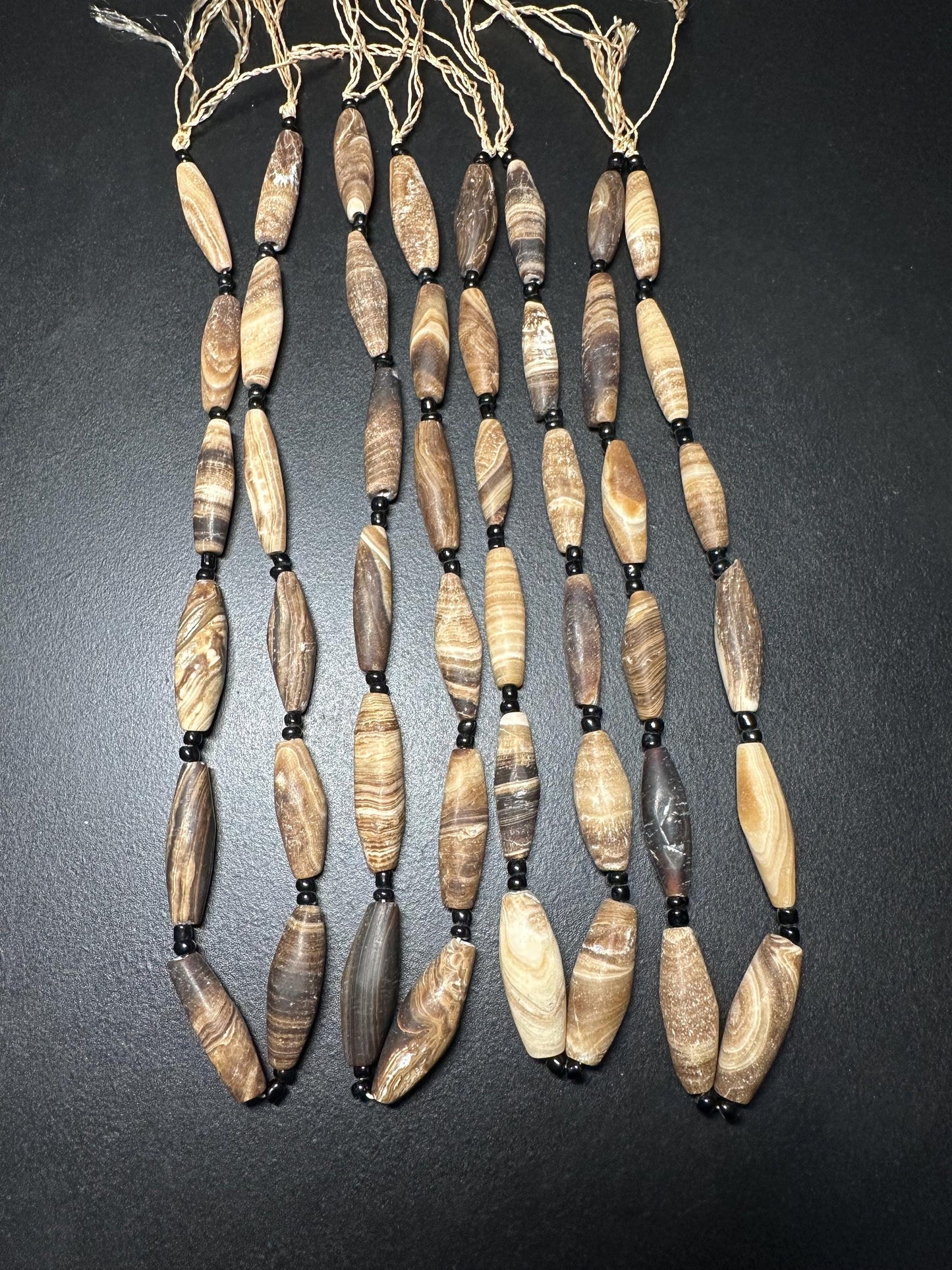 Handcut Vivid Striped Brown Calcite Beads | Square Beads with Spacers