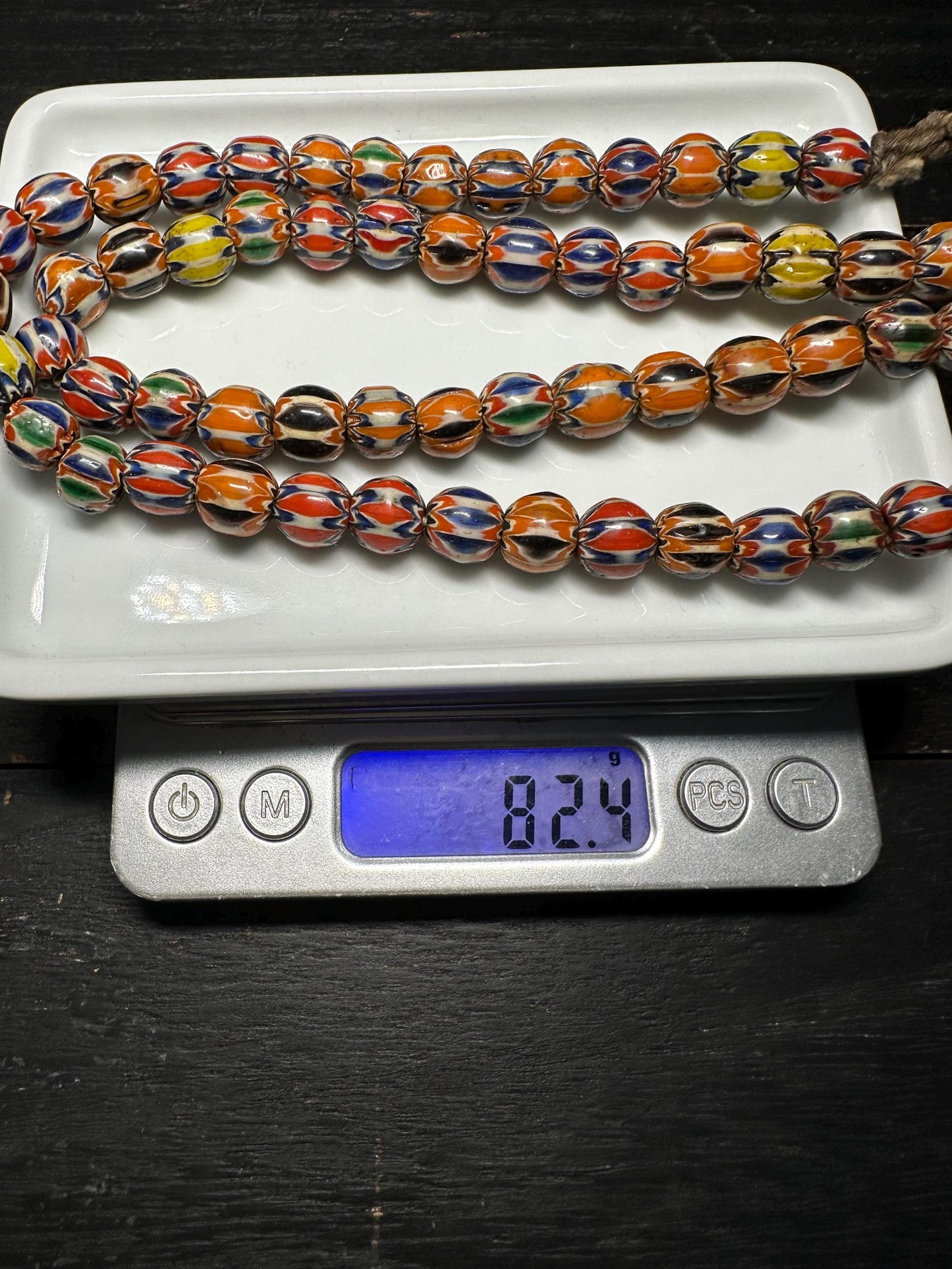 Handmade Vintage Nepalese Chevron Beads Strand | Himalayan Tribal Glass Beads | Ethnic Jewelry Making Supplies