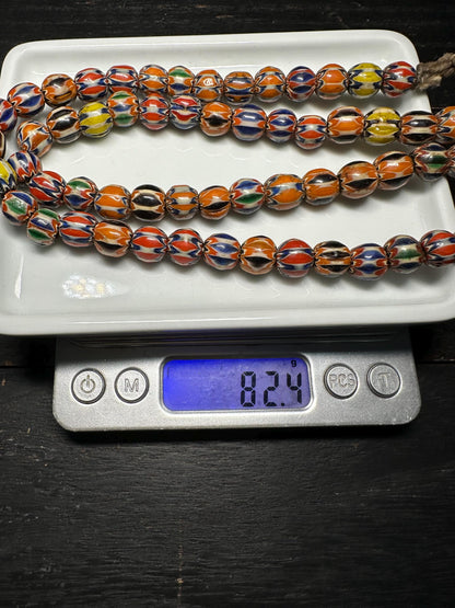 Handmade Vintage Nepalese Chevron Beads Strand | Himalayan Tribal Glass Beads | Ethnic Jewelry Making Supplies