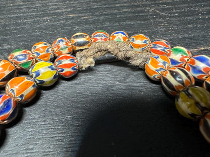 Handmade Vintage Nepalese Chevron Beads Strand | Himalayan Tribal Glass Beads | Ethnic Jewelry Making Supplies