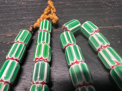 Handmade Nepal Green Chevron Beads Necklace: African Trade Bead Style