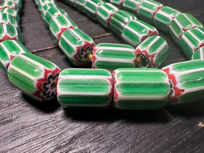 Handmade Nepal Green Chevron Beads Necklace: African Trade Bead Style
