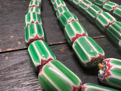 Handmade Nepal Green Chevron Beads Necklace: African Trade Bead Style