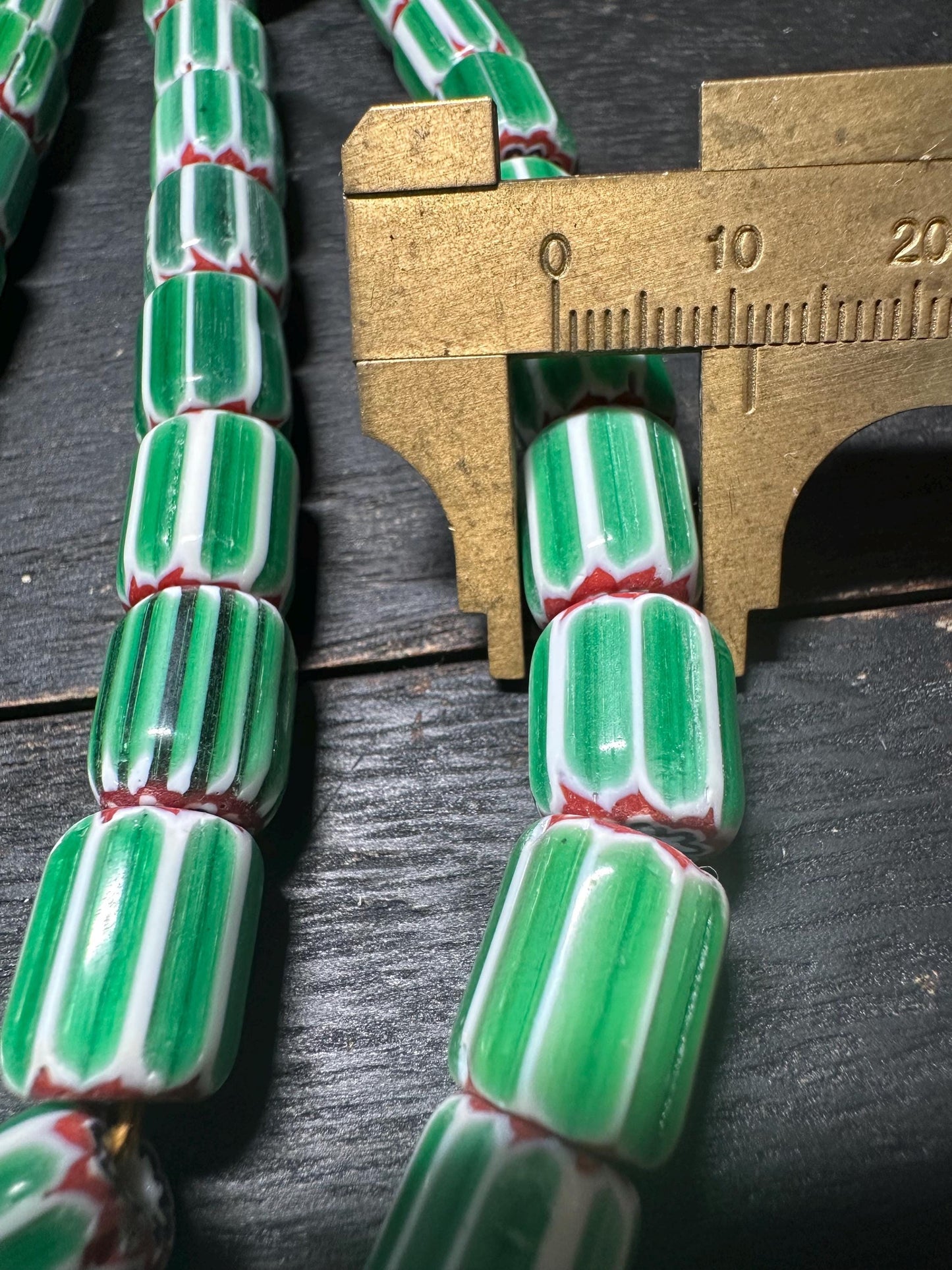 Handmade Nepal Green Chevron Beads Necklace: African Trade Bead Style