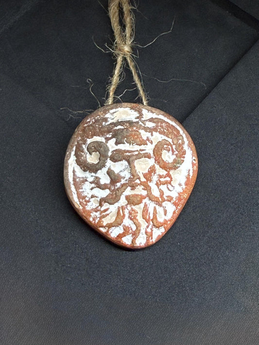 Vintage Greek-Style Terracotta Face Amulet | Rustic Ceramic Plaque | Ancient-Inspired Talisman | Decorative Antiquity Look Pendant