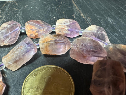 Amethyst Phantom Quartz Beads: Raw Crystal Nuggets for Jewelry Making