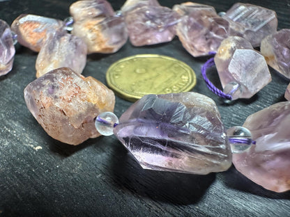 Amethyst Phantom Quartz Beads: Raw Crystal Nuggets for Jewelry Making