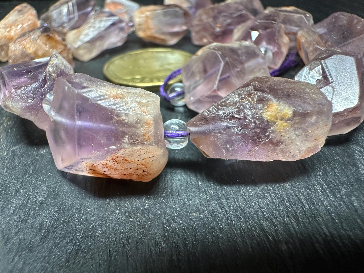 Amethyst Phantom Quartz Beads: Raw Crystal Nuggets for Jewelry Making