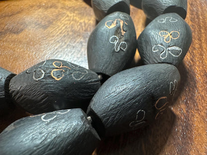 Hand-Carved African Ebony Wood Beads: Tribal Jewelry Making, 25pc Strand