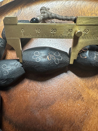 Hand-Carved African Ebony Wood Beads: Tribal Jewelry Making, 25pc Strand