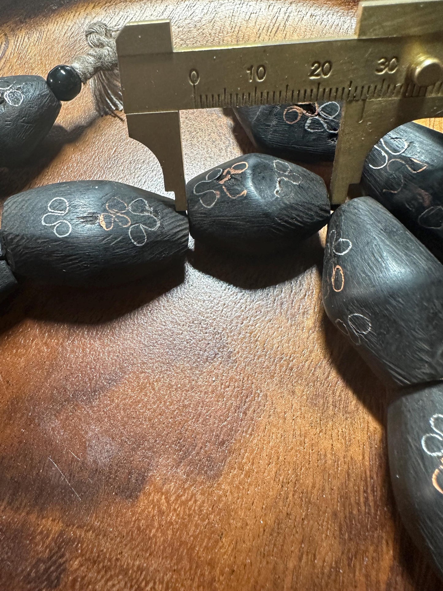 Hand-Carved African Ebony Wood Beads: Tribal Jewelry Making, 25pc Strand