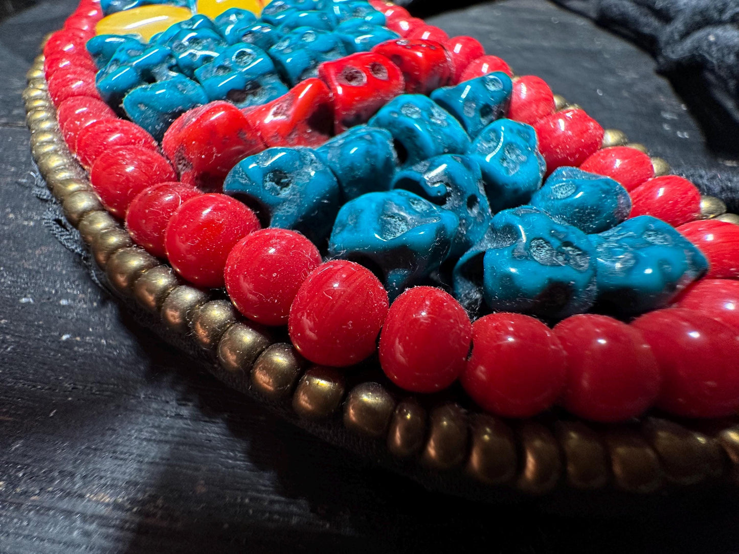 Handmade Tibetan Necklace: Boho Ethnic Jewelry with Turquoise, Coral & Amber Resin