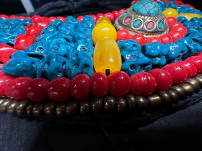 Handmade Tibetan Necklace: Boho Ethnic Jewelry with Turquoise, Coral & Amber Resin