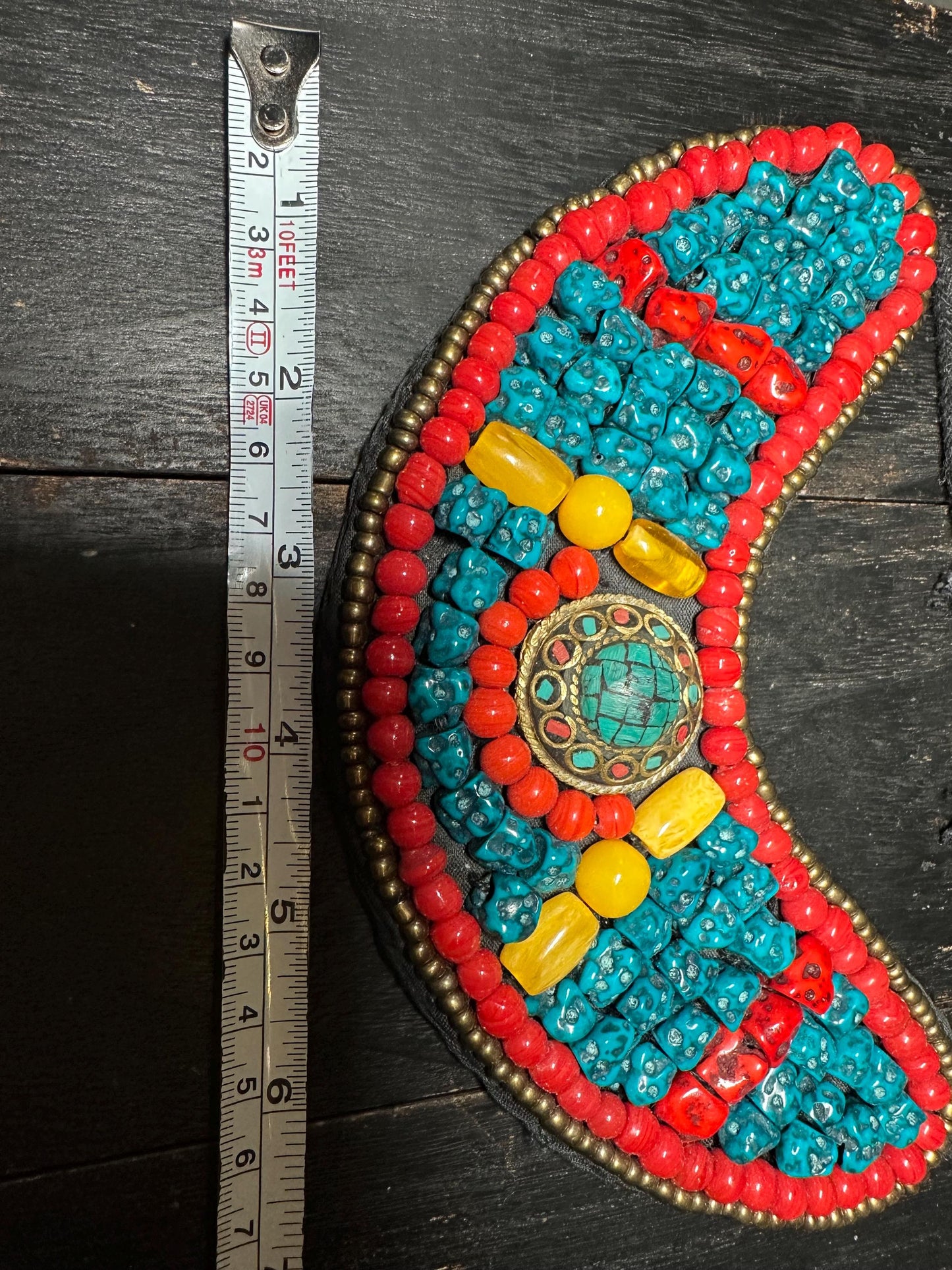 Handmade Tibetan Necklace: Boho Ethnic Jewelry with Turquoise, Coral & Amber Resin