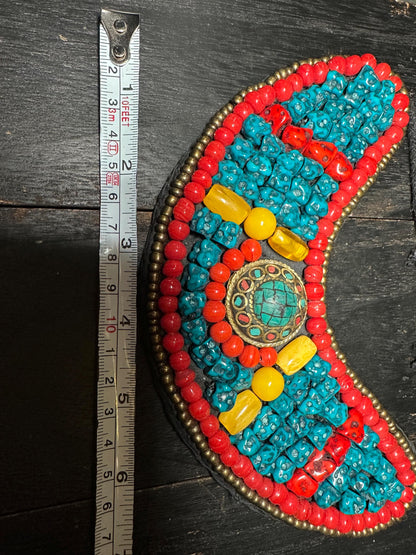 Handmade Tibetan Necklace: Boho Ethnic Jewelry with Turquoise, Coral & Amber Resin