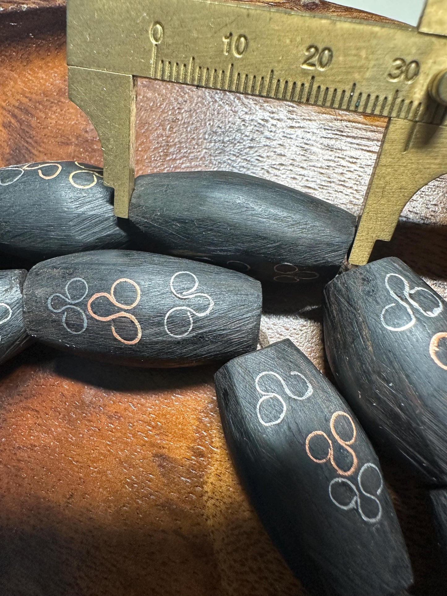 Hand-Carved African Ebony Wood Beads: Tribal Jewelry Making (25 Beads/Strand