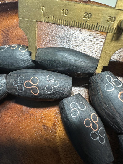 Hand-Carved African Ebony Wood Beads: Tribal Jewelry Making (25 Beads/Strand