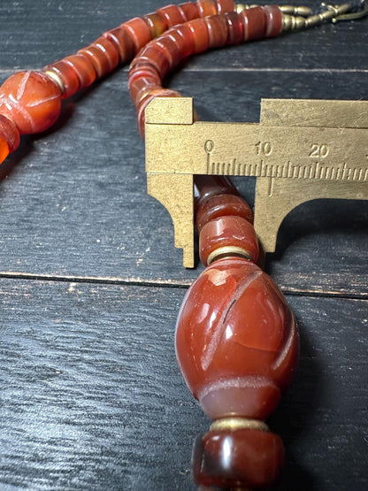 Handmade Nepal Carnelian Agate Necklace: Tibetan Tribal Style Gemstone Jewelry