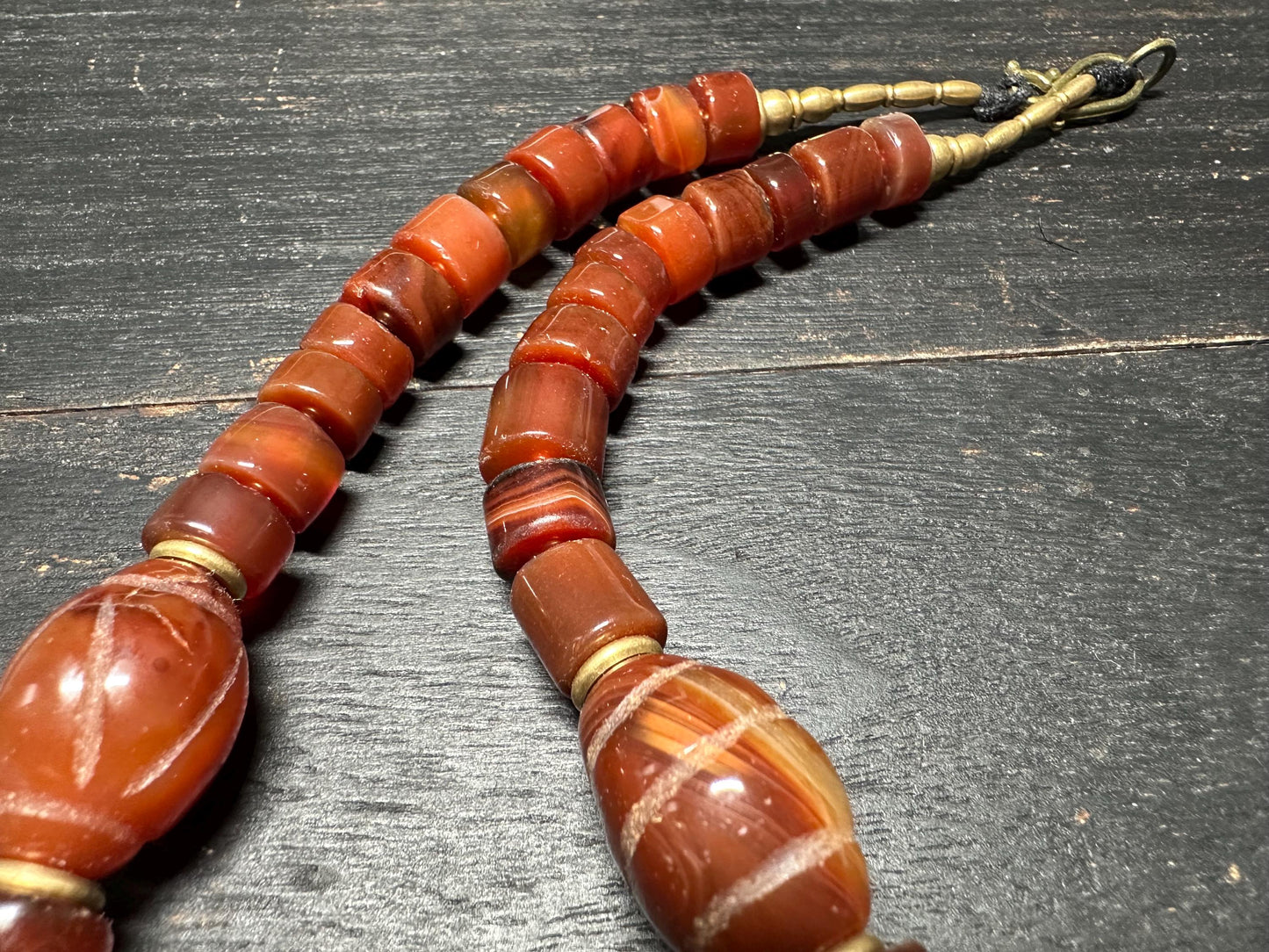 Handmade Nepal Carnelian Agate Necklace: Tibetan Tribal Style Gemstone Jewelry
