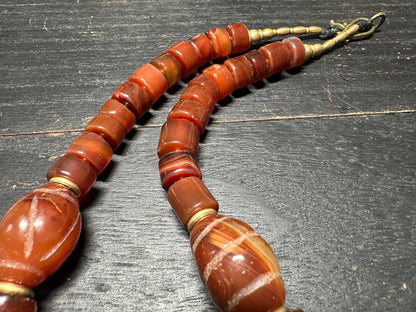 Handmade Nepal Carnelian Agate Necklace: Tibetan Tribal Style Gemstone Jewelry