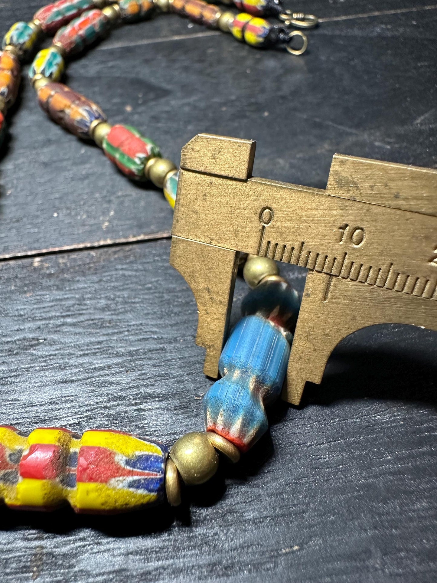 Ancient Mosaic Glass Bead Necklace: Rare Colorful Big Beads