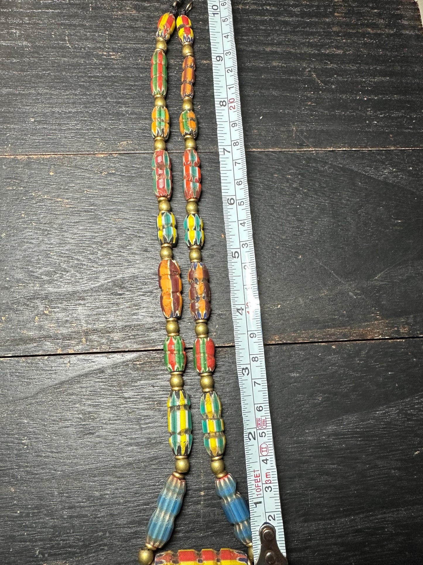 Ancient Mosaic Glass Bead Necklace: Rare Colorful Big Beads