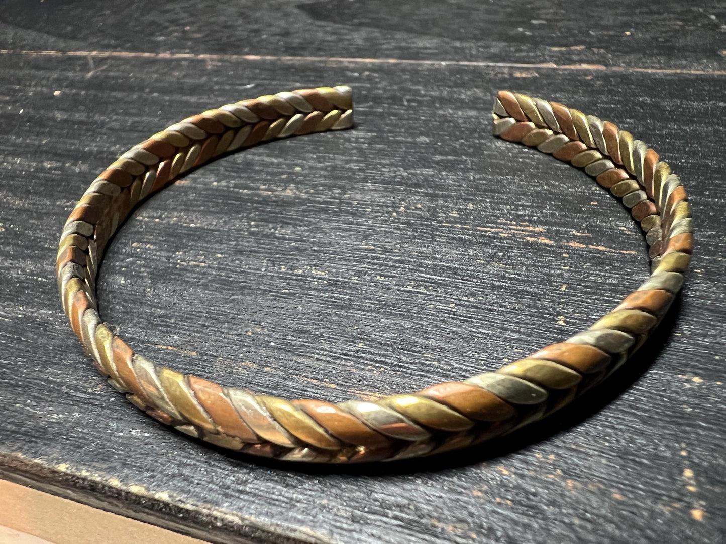 Handmade Tibetan Healing Cuff Bracelet: Copper Brass Iron Bangle, Spiritual Jewelry