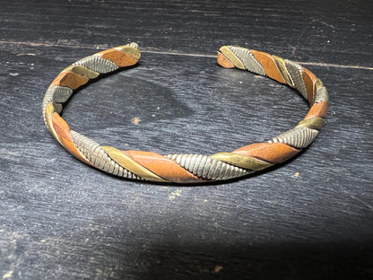 Handmade Tibetan Copper Brass Iron Cuff: Rustic Boho Healing Bangle