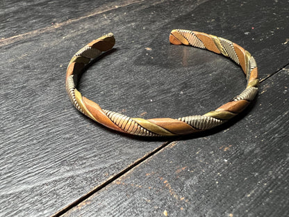 Handmade Tibetan Copper Brass Iron Cuff: Rustic Boho Healing Bangle