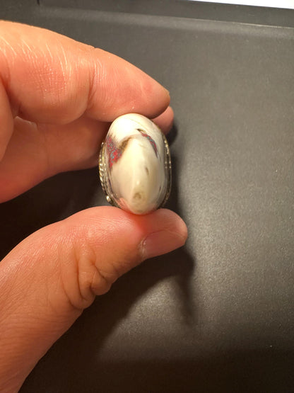 Tibetan Om Amulet Pendant: Brass, Turquoise & Coral Inlay - Handmade Nepal