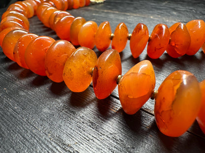 Vintage Tibetan Carnelian Agate Necklace: Himalayan Melon Beads, Ethnic Jewelry