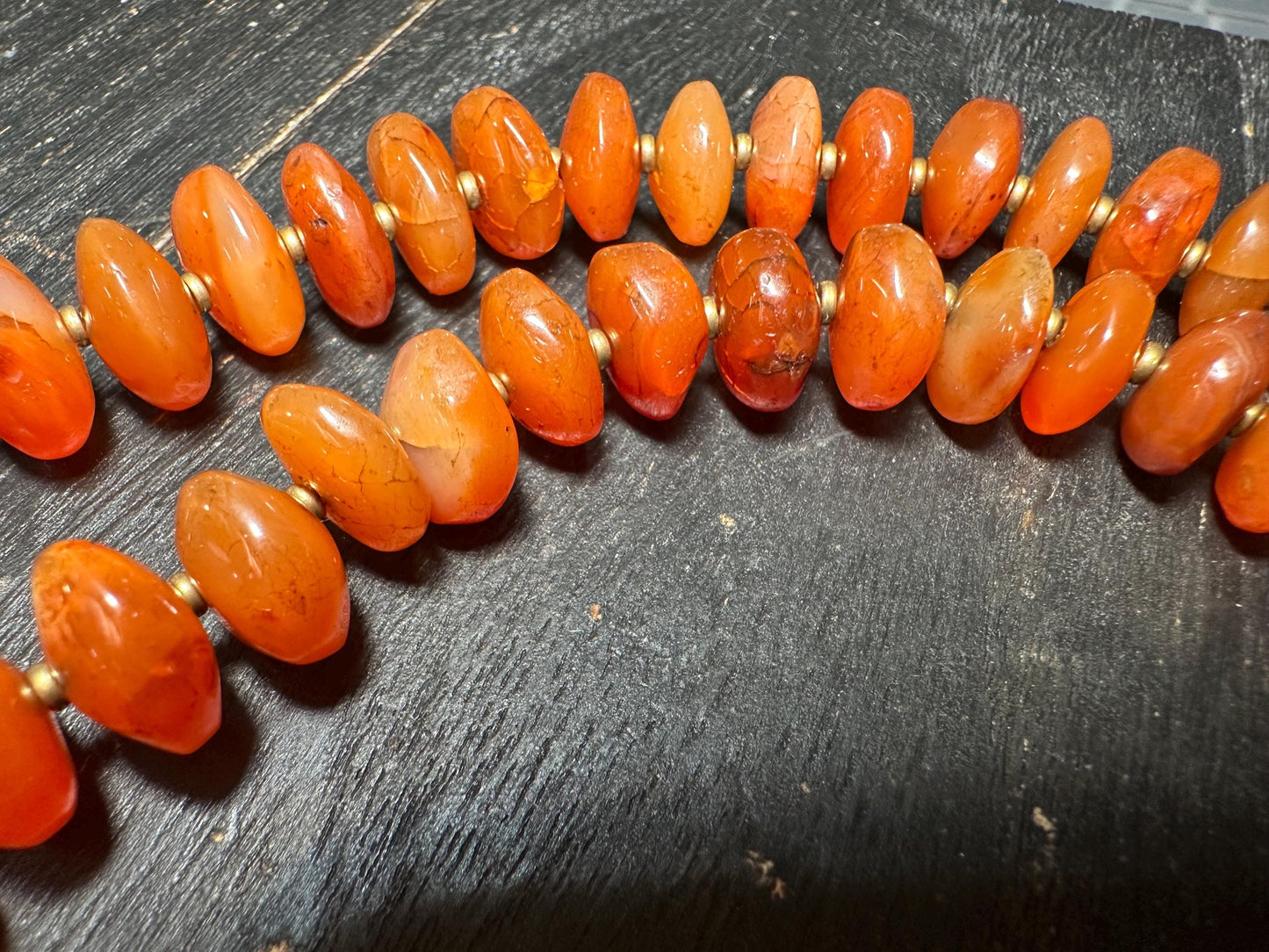 Vintage Tibetan Carnelian Agate Necklace: Himalayan Melon Beads, Ethnic Jewelry