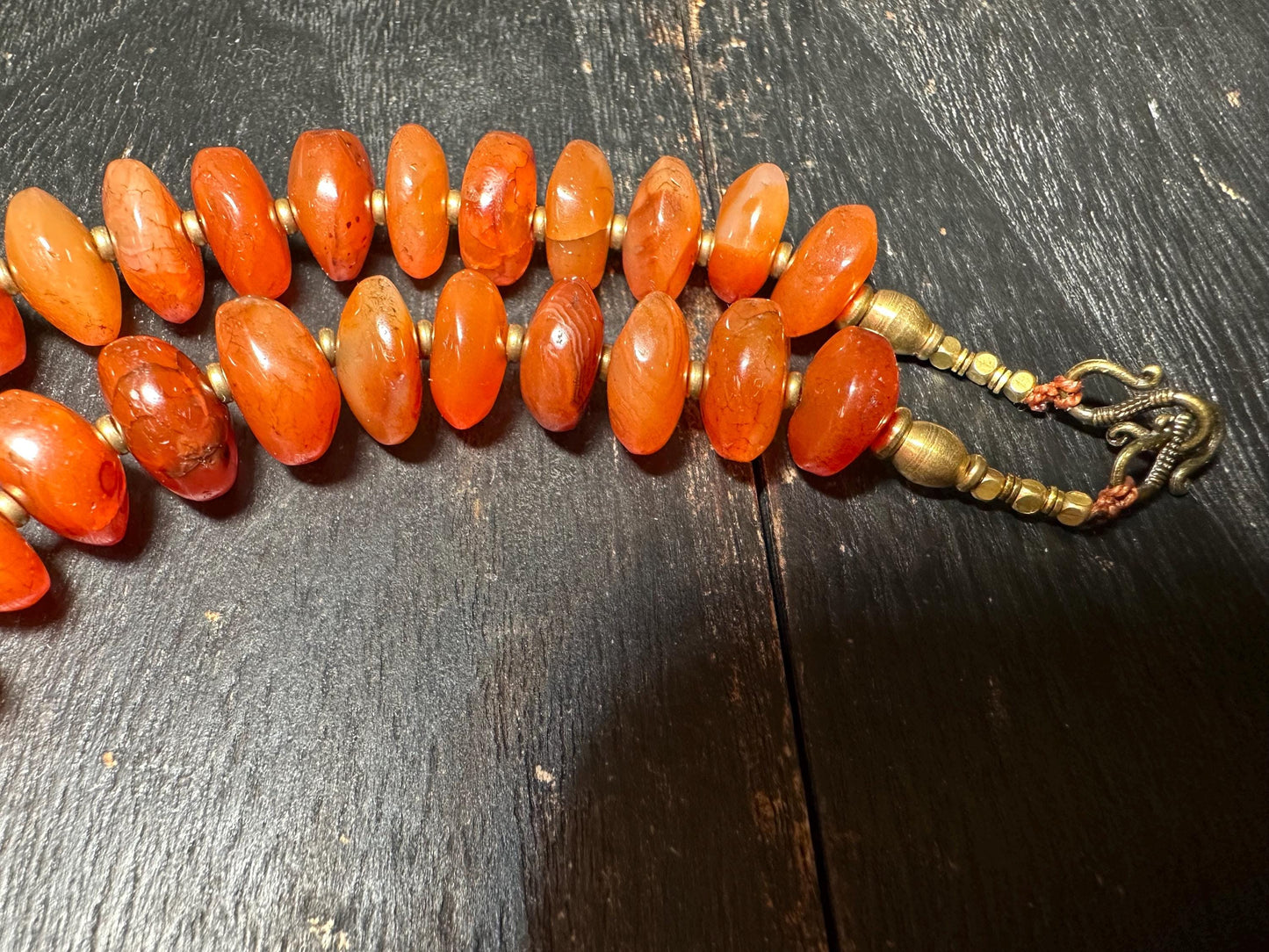 Vintage Tibetan Carnelian Agate Necklace: Himalayan Melon Beads, Ethnic Jewelry