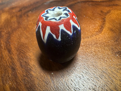 Nepalese Chevron Bead: Handmade Millefiori Starburst Glass