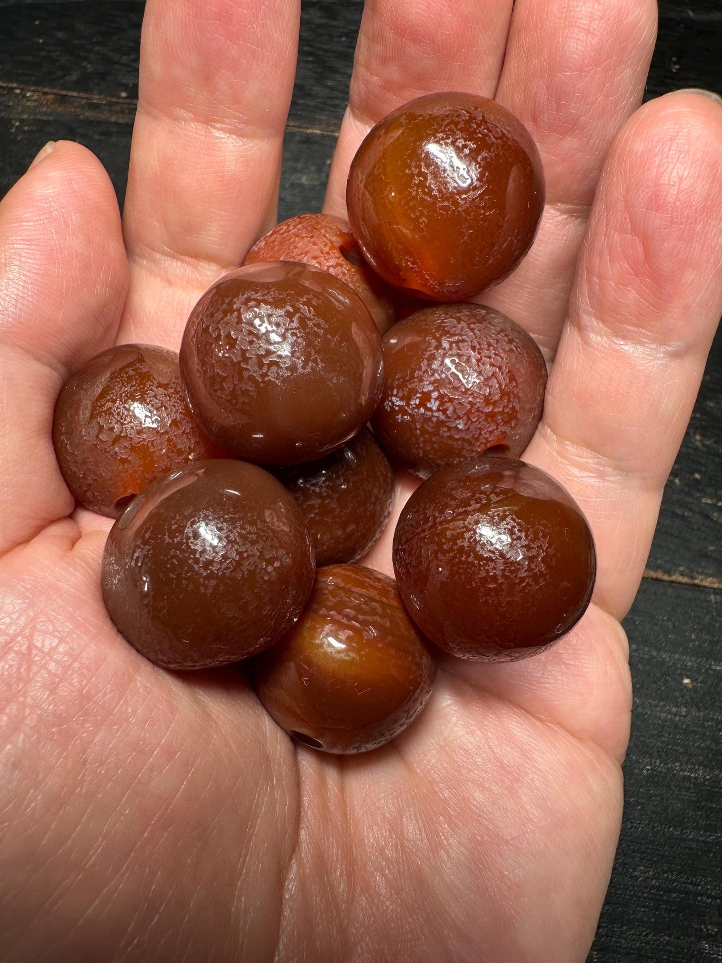 Himalayan Agate Onyx Beads: Rustic Red-Brown Gemstone Pair