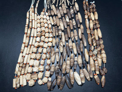 Handcut Vivid Striped Brown Calcite Beads | Square Beads with Spacers
