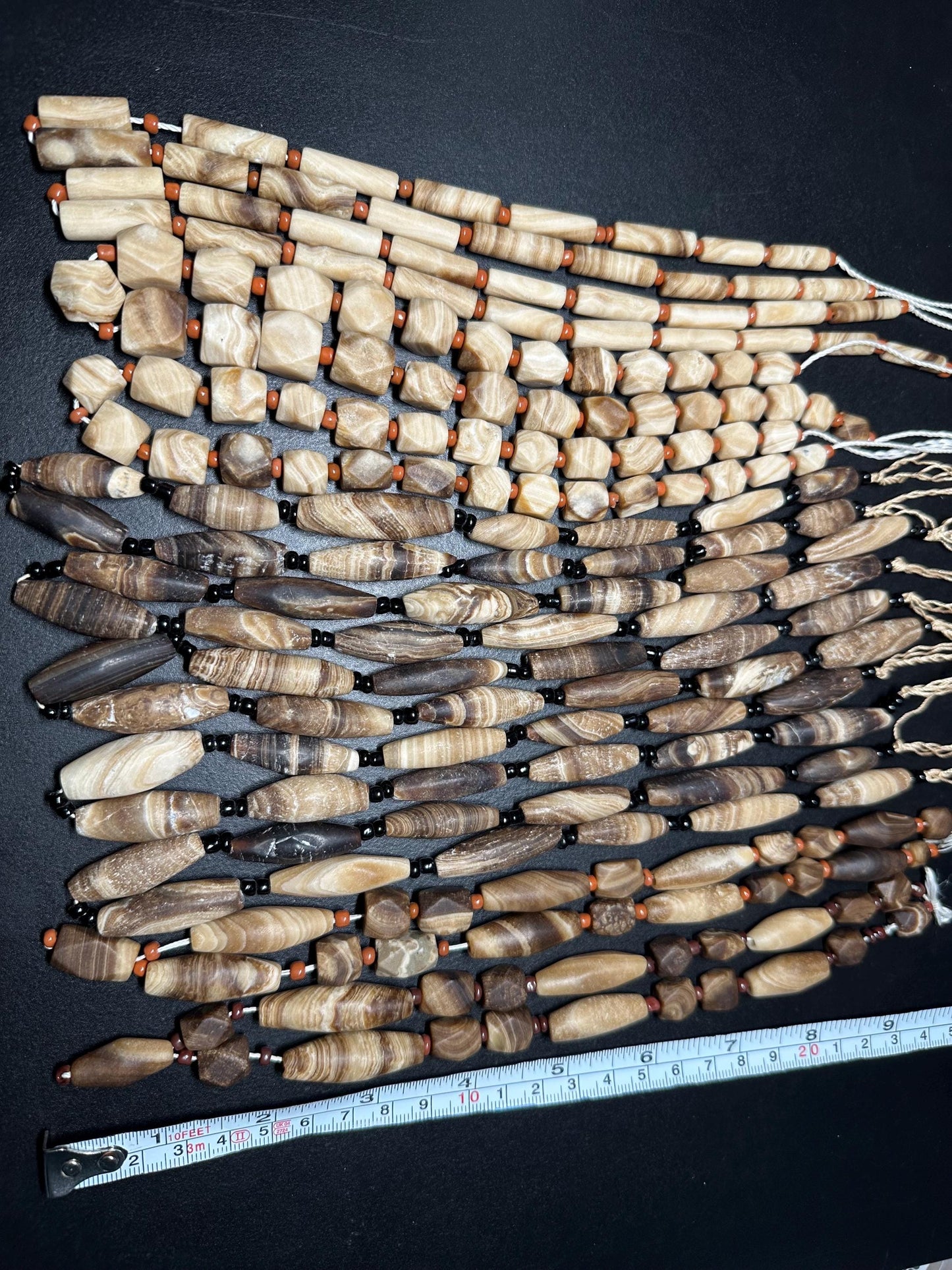 Handcut Vivid Striped Brown Calcite Beads | Square Beads with Spacers