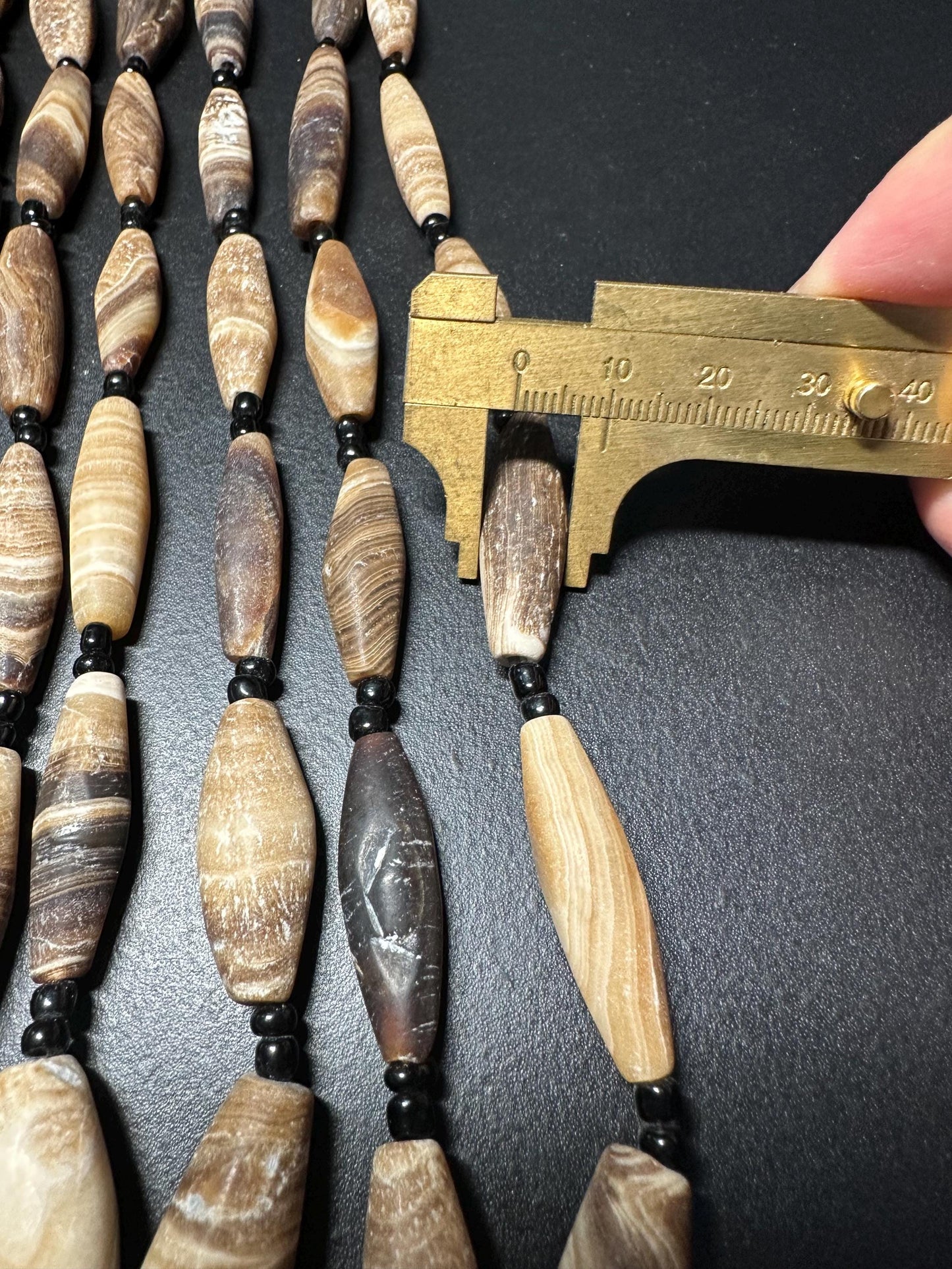 Handcut Vivid Striped Brown Calcite Beads | Square Beads with Spacers