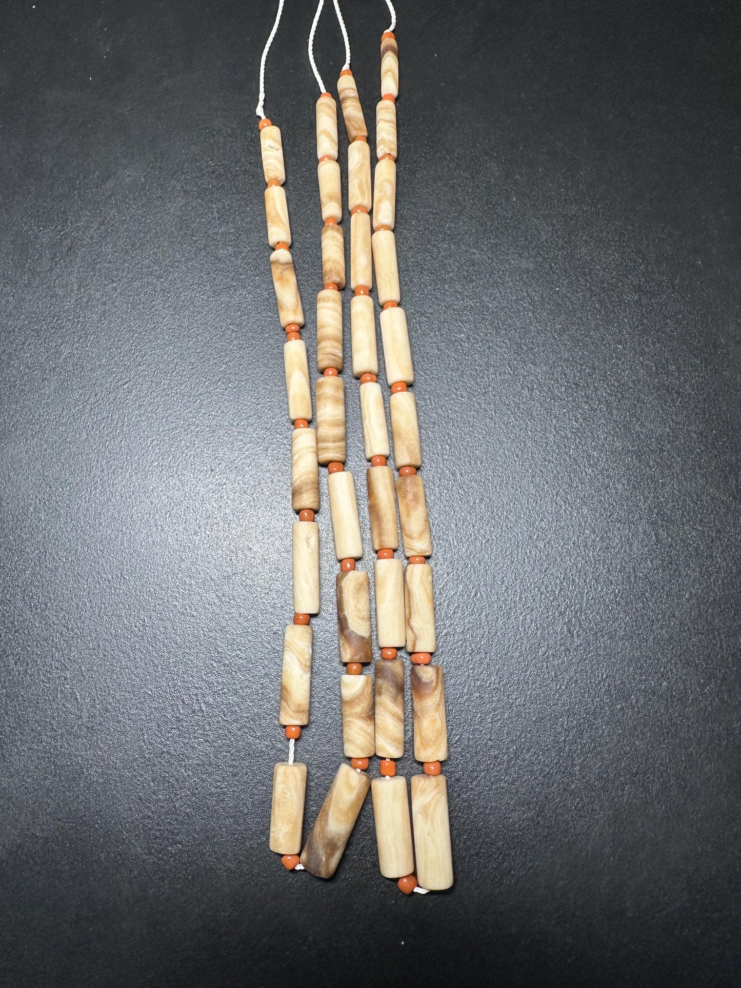 Handcut Vivid Striped Brown Calcite Beads | Square Beads with Spacers