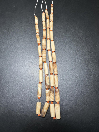 Handcut Vivid Striped Brown Calcite Beads | Square Beads with Spacers