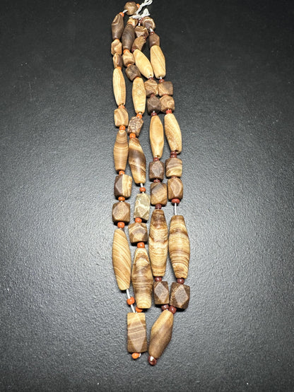 Handcut Vivid Striped Brown Calcite Beads | Square Beads with Spacers