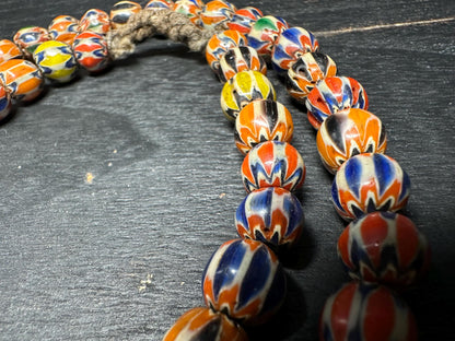Handmade Vintage Nepalese Chevron Beads Strand | Himalayan Tribal Glass Beads | Ethnic Jewelry Making Supplies