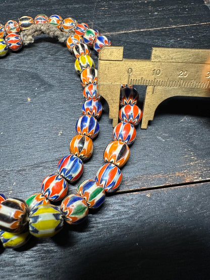 Handmade Vintage Nepalese Chevron Beads Strand | Himalayan Tribal Glass Beads | Ethnic Jewelry Making Supplies